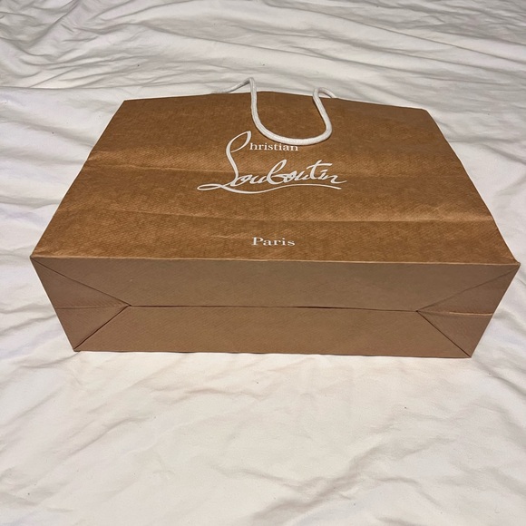 Christian Louboutin Brown Paper Shopping Tote with White Logo - Picture 3 of 5